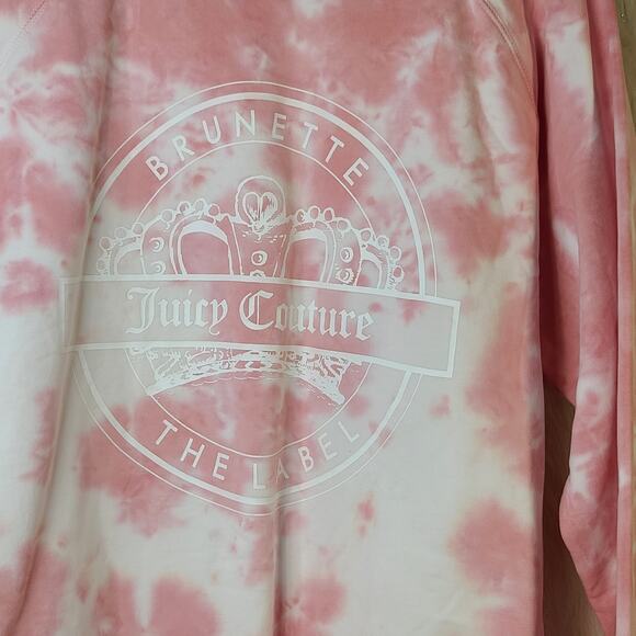 Brunette x Juicy Couture Womens Pink White Tie Dye Sweatshirt Crown Size XS/S - Picture 2 of 8